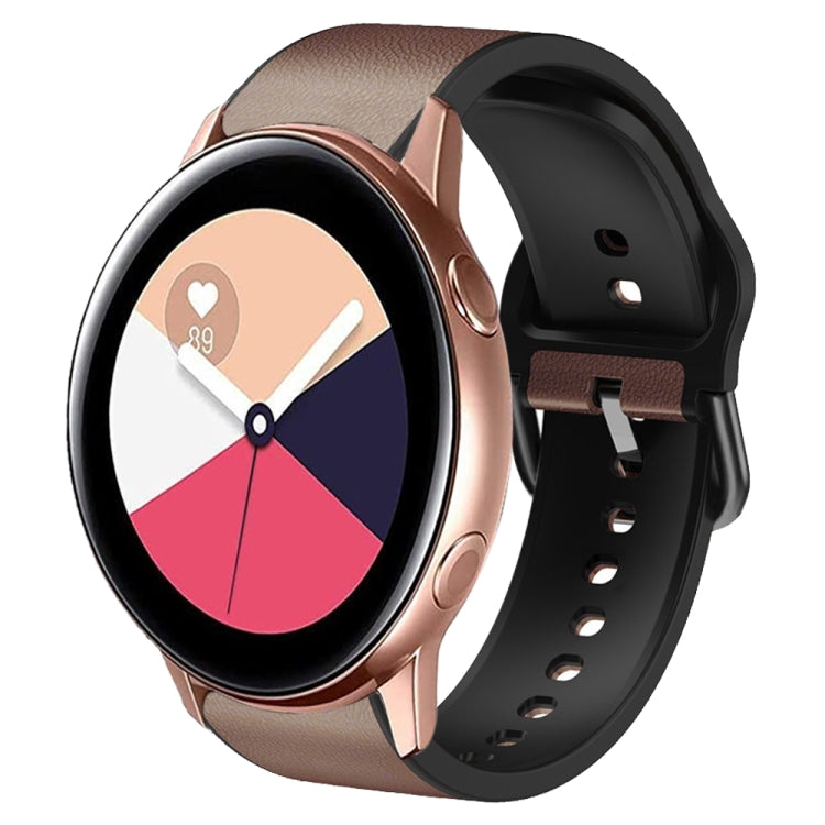 20mm Silicone Adhesive Leather Watch Band, For Samsung Galaxy Watch 4 Classic 46mm, For Samsung Galaxy Watch 4 Classic 42mm, For Samsung Galaxy Watch Active 2