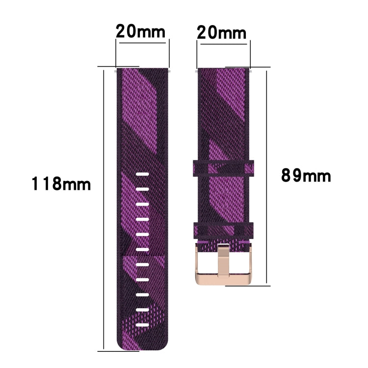 20mm Nylon Woven Watch Band, For Samsung Galaxy Watch4 Classic 42mm, For Samsung Galaxy Watch Active 2