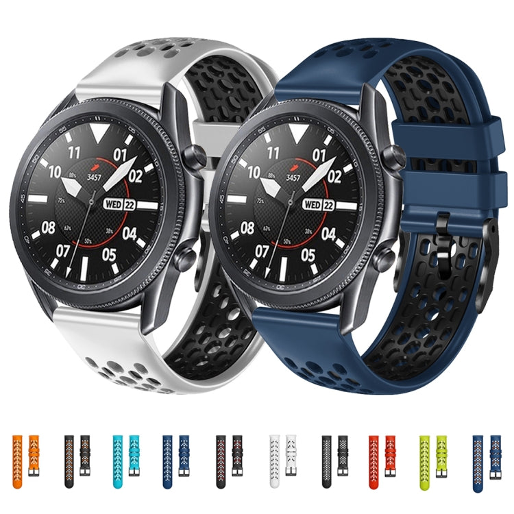 22mm Two-Color Breathable Silicone Watch Band, For Samsung Galaxy Watch3 45mm, For Samsung Galaxy Watch 46mm, For Samsung Gear S3 Classic, For Samsung Gear S3 Frontier