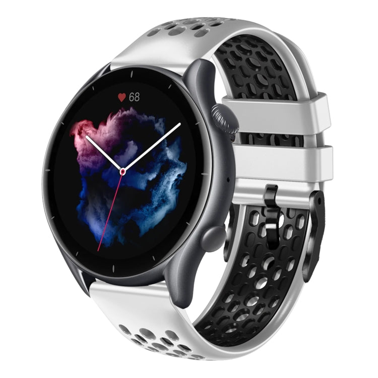 22mm Two-Color Breathable Silicone Watch Band, For Amazfit GTR 3, For Amazfit GTR 3 Pro, For Amazfit GTR 2e, For Amazfit GTR 2
