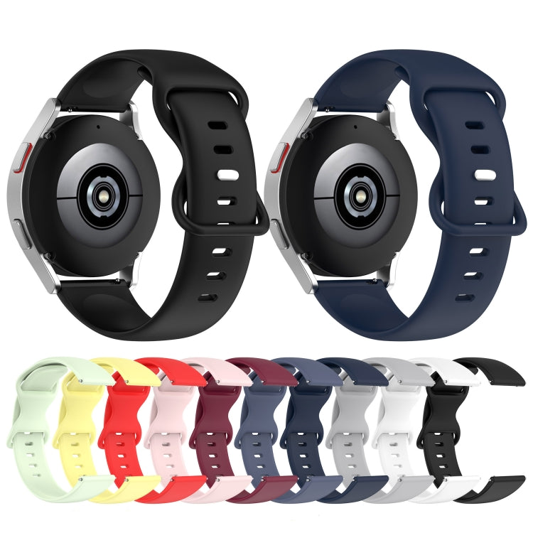 20mm Butterfly Buckle Solid Color Silicone Watch Band, For Samsung Galaxy Watch 4 44mm, For Samsung Galaxy Watch 4 Classic 46mm, For Samsung Galaxy Watch 4 Classic 42mm, For Samsung Galaxy Watch Active 2