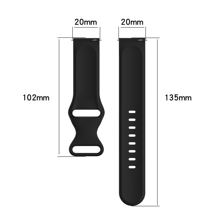 20mm Butterfly Buckle Solid Color Silicone Watch Band, For Samsung Galaxy Watch 4 44mm, For Samsung Galaxy Watch 4 Classic 46mm, For Samsung Galaxy Watch 4 Classic 42mm, For Samsung Galaxy Watch Active 2