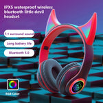 STN25 Devil Ear Headphones For Children with Mic Wireless Headphones Glowing Light Music Christmas Gifts with box