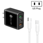 شاحن متعدد المنافذ USB بقدرة 45W PD3.0 + 2 × QC3.0 مع كابل Type-C إلى Type-C، قابس US، قابس US + كابل Type-C إلى Type-C