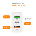 شاحن متعدد المنافذ USB بقدرة 45W PD3.0 + 2 × QC3.0 مع كابل Type-C إلى Type-C، قابس US، قابس US + كابل Type-C إلى Type-C