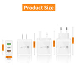 شاحن متعدد المنافذ USB بقدرة 45W PD3.0 + 2 × QC3.0 مع كابل Type-C إلى Type-C، قابس EU، قابس EU + كابل Type-C إلى Type-C