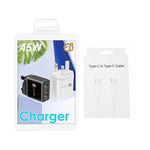 شاحن متعدد المنافذ USB بقدرة 45W PD3.0 + 2 × QC3.0 مع كابل Type-C إلى Type-C، قابس UK، قابس UK + كابل Type-C إلى Type-C