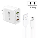 شاحن متعدد المنافذ USB بقدرة 45W PD25W + 2 × QC3.0 مع كابل USB إلى Type-C، قابس US، قابس US + كابل USB إلى Type-C