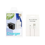 شاحن متعدد المنافذ USB بقدرة 45W PD25W + 2 × QC3.0 مع كابل USB إلى Micro USB، قابس EU، قابس EU + كابل USB إلى Micro USB