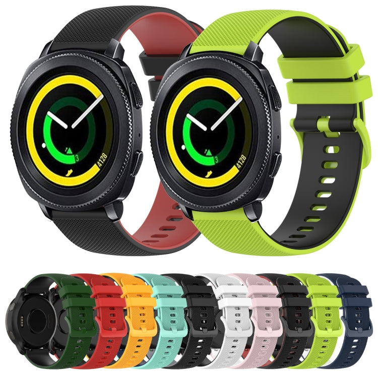 20mm Checkered Two-Color Silicone Watch Band, For Samsung Gear Sport, For Samsung Gear S2 Classic
