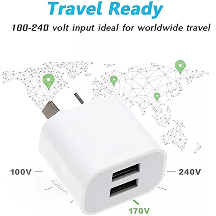 شاحن USB صغير بمنافذ مزدوجة مع كابل بيانات USB إلى Type-C، قابس أستراليا، قابس أستراليا + كابل Type-C