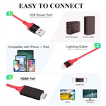 كابل محول 2 متر 1080P من 8 دبابيس إلى HDMI، متوافق مع محول iPhone إلى HDMI، 8 دبابيس