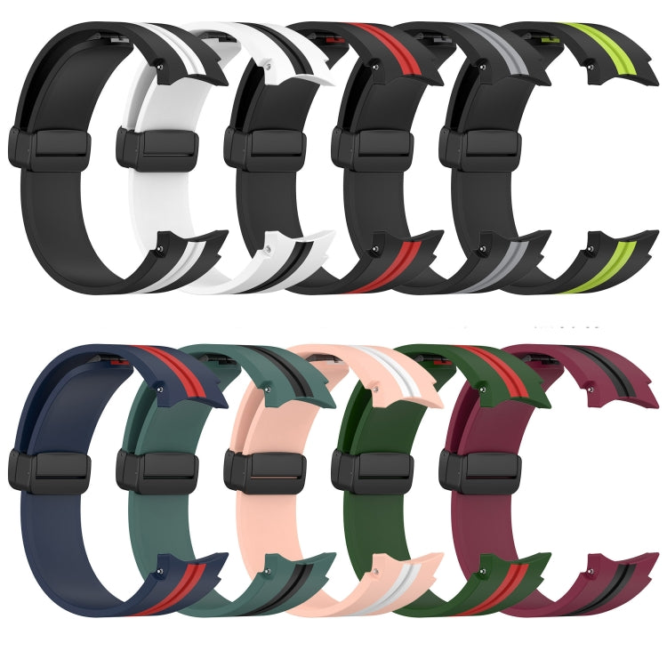 Folding Magnetic Clasp Silicone Watch Band, For Samsung Galaxy Watch 4 Classic 46mm, For Samsung Galaxy Watch 4 Classic 42mm