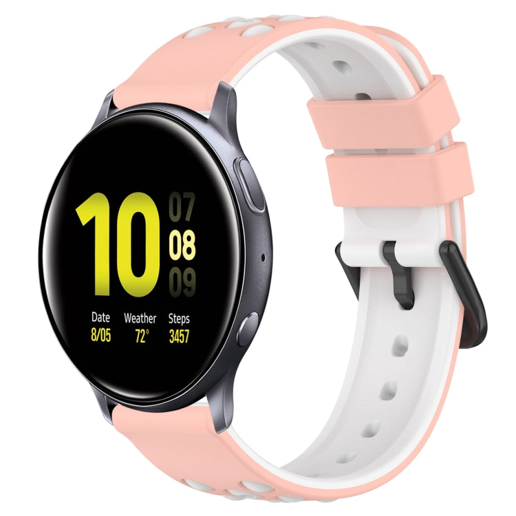 20mm Two-Color Porous Silicone Watch Band, For Samsung Galaxy Watch Active2 44mm, For Samsung Galaxy Watch 42mm