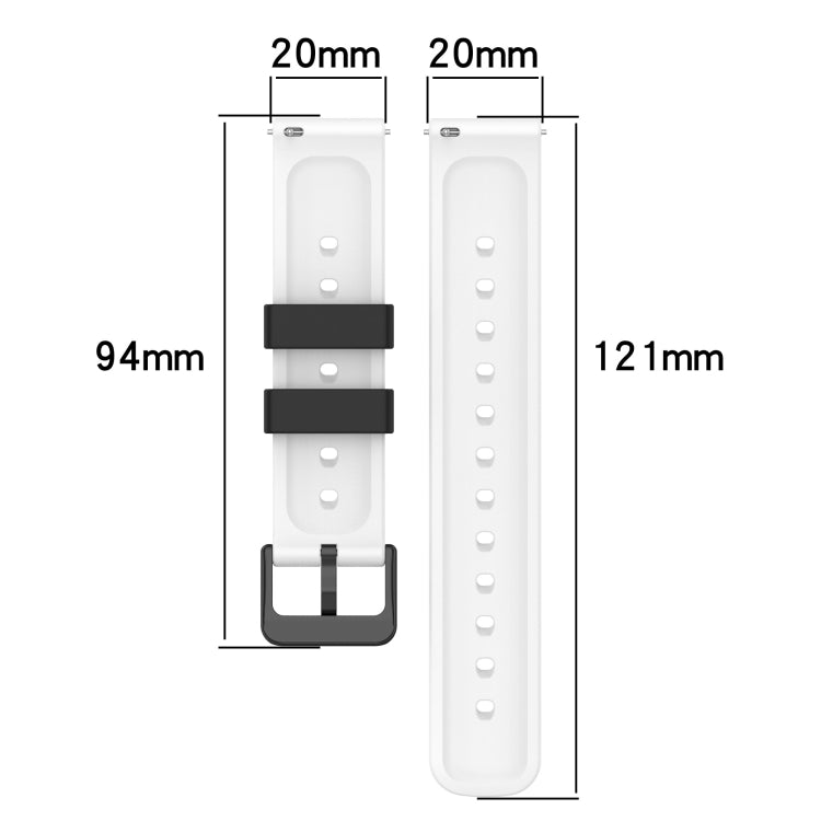 20mm Two-Color Porous Silicone Watch Band, For Samsung Galaxy Watch Active2 44mm, For Samsung Galaxy Watch 42mm