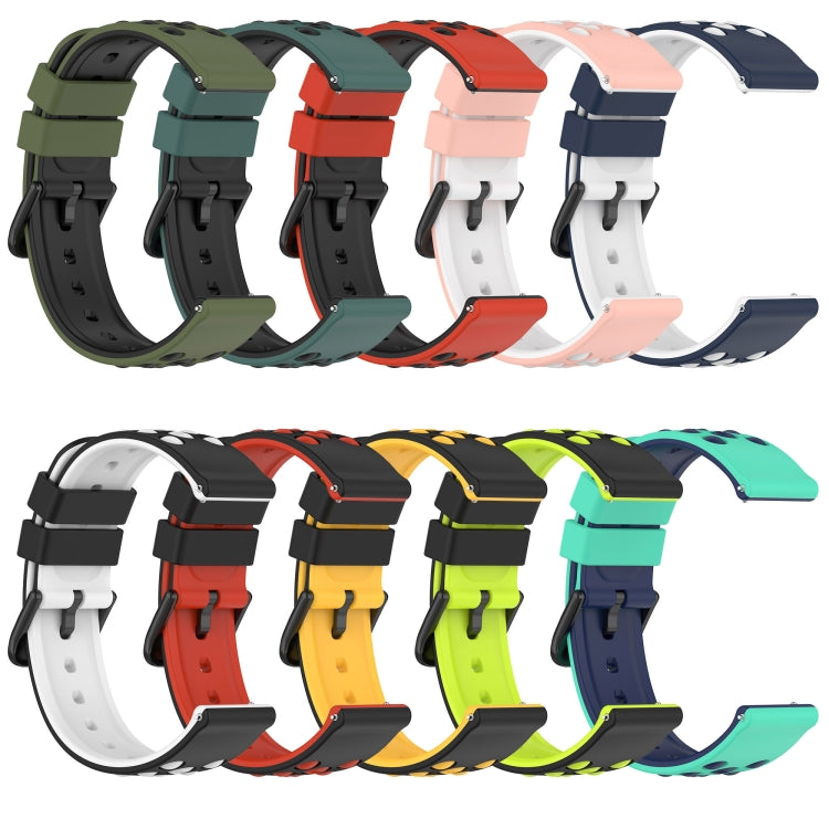 22mm Two-Color Porous Silicone Watch Band, For Samsung Galaxy Watch3 45mm, For Samsung Galaxy Watch 46mm, For Samsung Gear S3 Classic, For Samsung Gear S3 Frontier