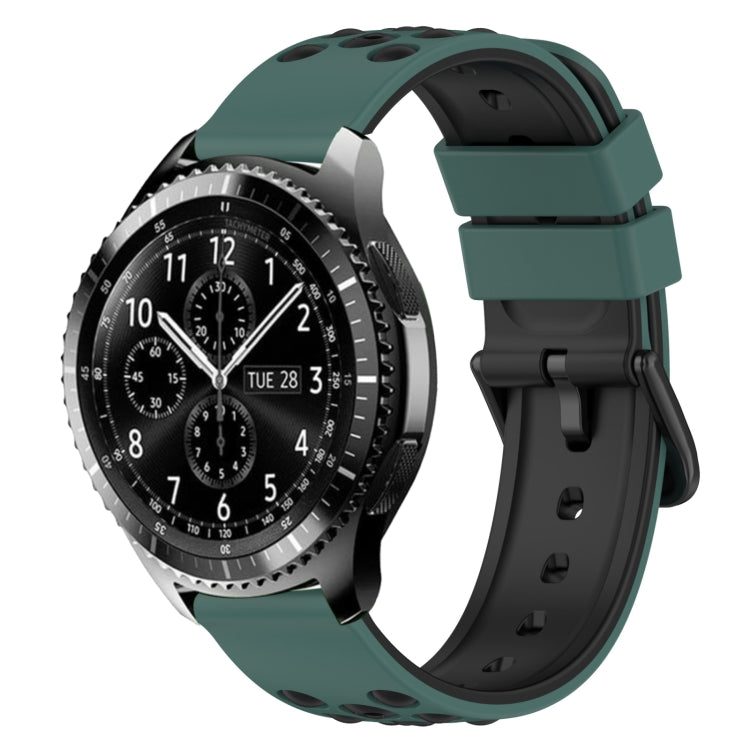 22mm Two-Color Porous Silicone Watch Band, For Samsung Galaxy Watch3 45mm, For Samsung Galaxy Watch 46mm, For Samsung Gear S3 Classic, For Samsung Gear S3 Frontier