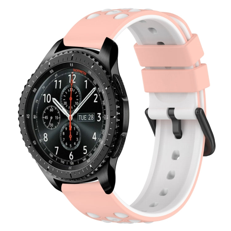 22mm Two-Color Porous Silicone Watch Band, For Samsung Galaxy Watch3 45mm, For Samsung Galaxy Watch 46mm, For Samsung Gear S3 Classic, For Samsung Gear S3 Frontier