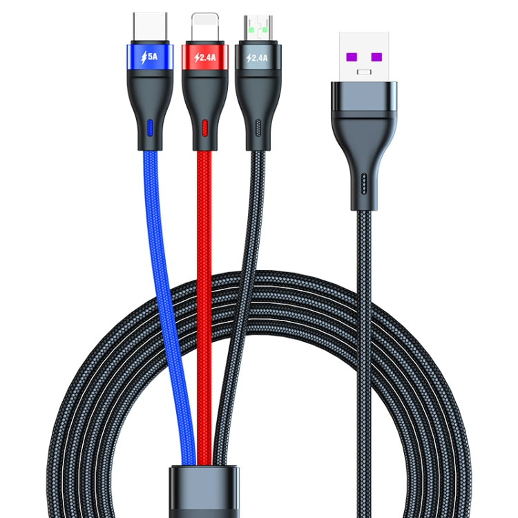 USB to Micro USB + USB-C / Type-C + 8 Pin Fast Charging Cable