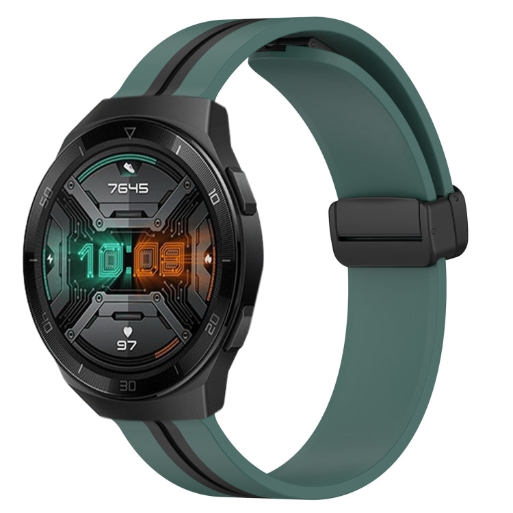 22mm Folding Magnetic Clasp Silicone Watch Band, For Huawei Watch 3 Pro, For Huawei GT2 Pro, For Huawei Watch GT 2E, For Huawei GT2 46mm
