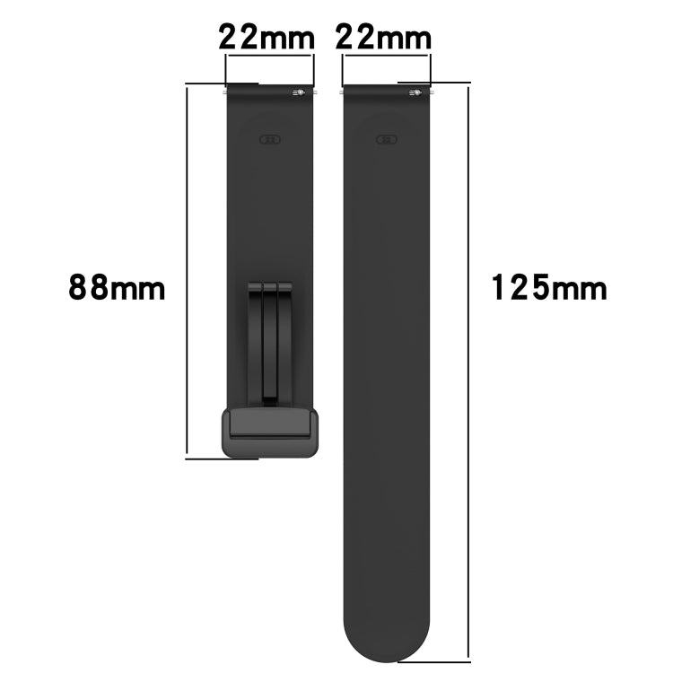 22mm Folding Magnetic Clasp Silicone Watch Band, For Honor Watch GS 3, For Honor Watch GS Pro, For Honor Magic Watch 2 46mm, For Honor Watch Dream