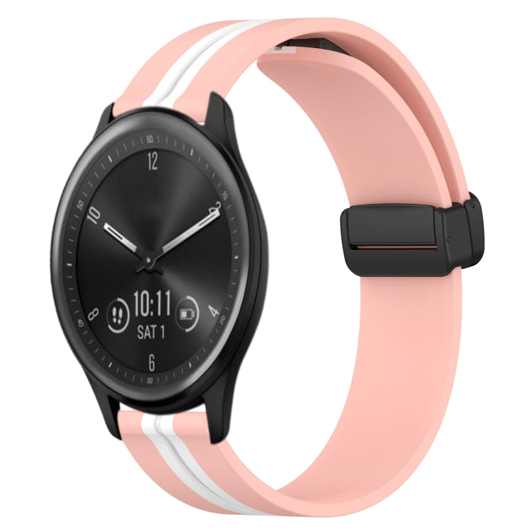 20mm Folding Magnetic Clasp Silicone Watch Band, For Garmin Vivomove Sport, For Garmin Venu 2 Plus, For Garmin Approach S40, For Garmin Forerunner 158