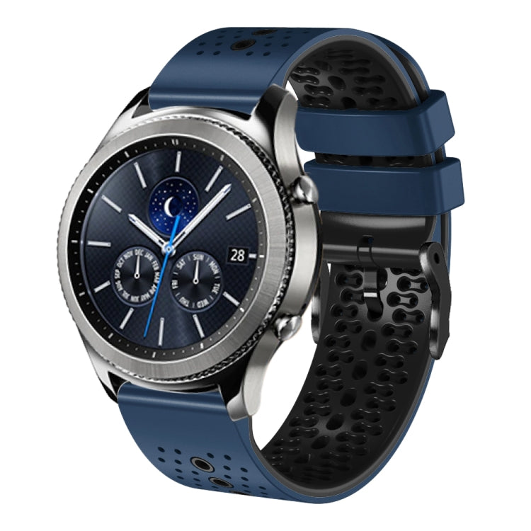 22mm Perforated Two-Color Silicone Watch Band, For Samsung Galaxy Watch3 45mm, For Samsung Galaxy Watch 46mm, For Samsung Gear S3 Classic, For Samsung Gear S3 Frontier