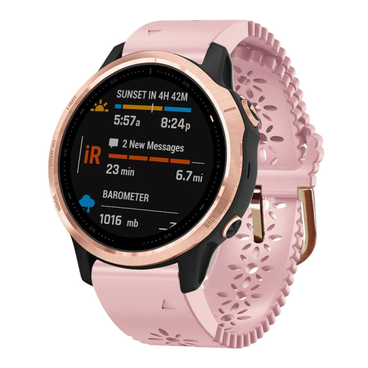 20mm Lady's Silicone Watch Band With Lace Punch, For Garmin Fenix 7S, For Garmin Fenix 7S Solar, For Garmin Fenix 7S Sapphire Solar, For Garmin Instinct 2S, For Garmin Fenix 6S, For Garmin Fenix 6S Pro