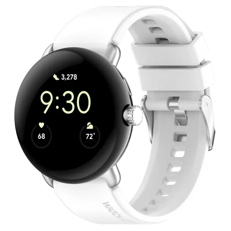 سوار ساعة سيليكون بلون صلب مع موصل معدني، لساعات Google Pixel 4 / 3 / 2 / 1 مقاس 41مم