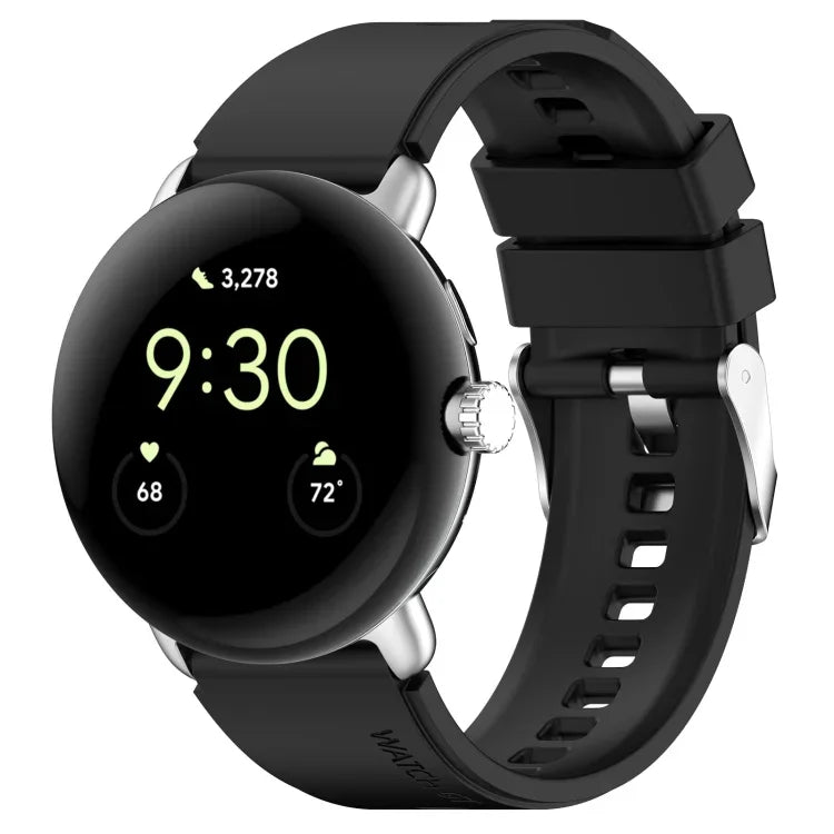 سوار ساعة سيليكون بلون صلب مع موصل معدني، لساعات Google Pixel 4 / 3 / 2 / 1 مقاس 41مم