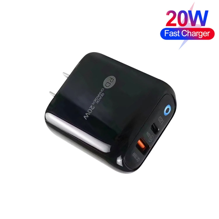 شاحن هاتف محمول PD04 بقوة PD20W + QC18W مع مؤشر LED، قابس الولايات المتحدة، قابس الولايات المتحدة