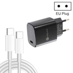 شاحن سريع منفرد PD3.0 USB-C / Type-C بقوة 20 واط مع كابل بيانات Type-C إلى Type-C بطول 1 متر، قابس أوروبي، قابس أوروبي + كابل Type-C إلى Type-C