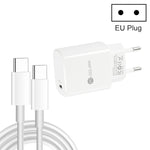 شاحن سريع منفرد PD3.0 USB-C / Type-C بقوة 20 واط مع كابل بيانات Type-C إلى Type-C بطول 1 متر، قابس أوروبي، قابس أوروبي + كابل Type-C إلى Type-C