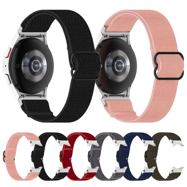 Nylon Stretch Black Buckle Watch Band, For Samsung Galaxy Watch 5 Pro 45mm, For Samsung Galaxy Watch 5 44mm, For Samsung Galaxy Watch 5 40mm, For Samsung Galaxy Watch 4 44mm, For Samsung Galaxy Watch 4 40mm, For Samsung Galaxy Watch 4 Classic 42mm     ...