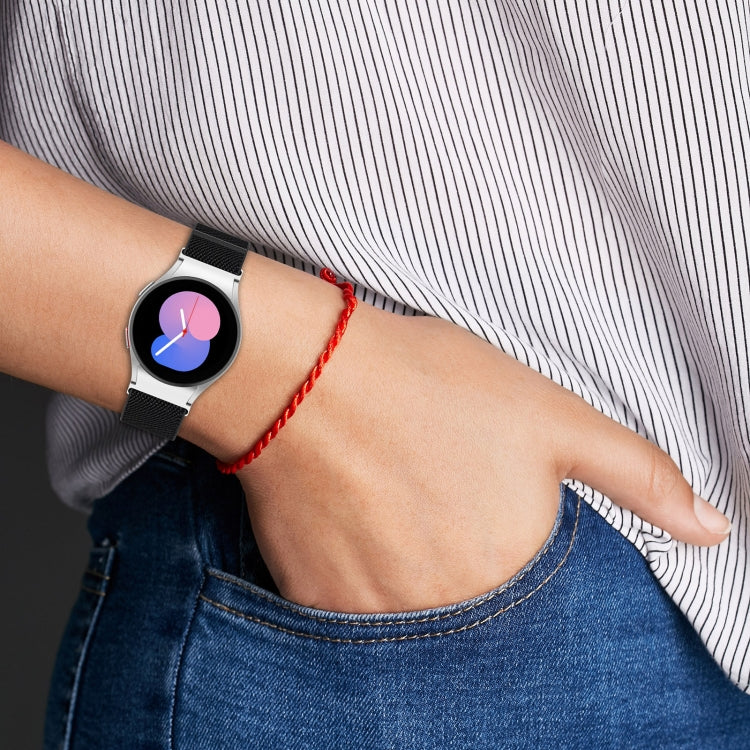 Nylon Stretch Black Buckle Watch Band, For Samsung Galaxy Watch 5 Pro 45mm, For Samsung Galaxy Watch 5 44mm, For Samsung Galaxy Watch 5 40mm, For Samsung Galaxy Watch 4 44mm, For Samsung Galaxy Watch 4 40mm, For Samsung Galaxy Watch 4 Classic 42mm     ...