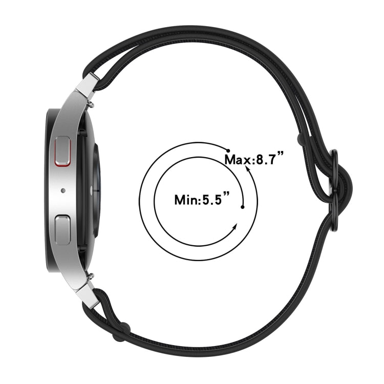 Nylon Stretch Black Buckle Watch Band, For Samsung Galaxy Watch 5 Pro 45mm, For Samsung Galaxy Watch 5 44mm, For Samsung Galaxy Watch 5 40mm, For Samsung Galaxy Watch 4 44mm, For Samsung Galaxy Watch 4 40mm, For Samsung Galaxy Watch 4 Classic 42mm     ...