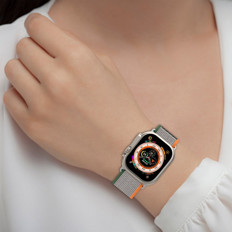 Double Color Nylon Hook and Loop Fastener Watch Band, For Apple Watch Ultra 49mm, For Apple Watch Series 8&7 45mm/SE 2&6&SE&5&4 44mm, For Apple Watch Series 8&7 41mm/SE 2&6&SE&5&4 40mm