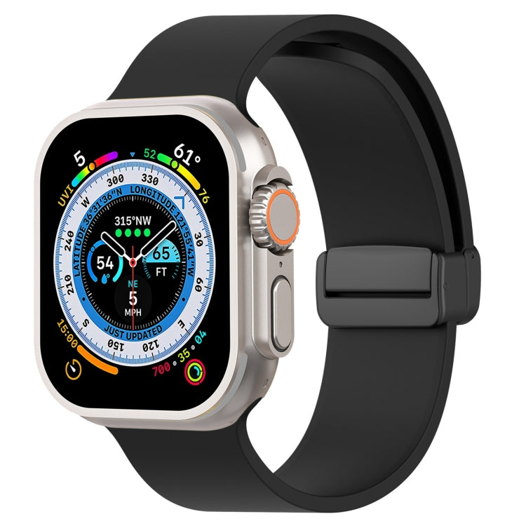 Magnetic Black Buckle Smooth Silicone Watch Band, For Apple Watch Ultra 49mm, For Apple Watch Series 8&7 45mm, For Apple Watch Series 8&7 41mm