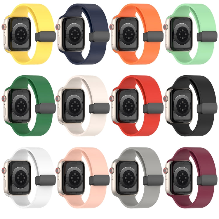 Magnetic Black Buckle Smooth Silicone Watch Band, For Apple Watch Ultra 49mm, For Apple Watch Series 8&7 45mm, For Apple Watch Series 8&7 41mm