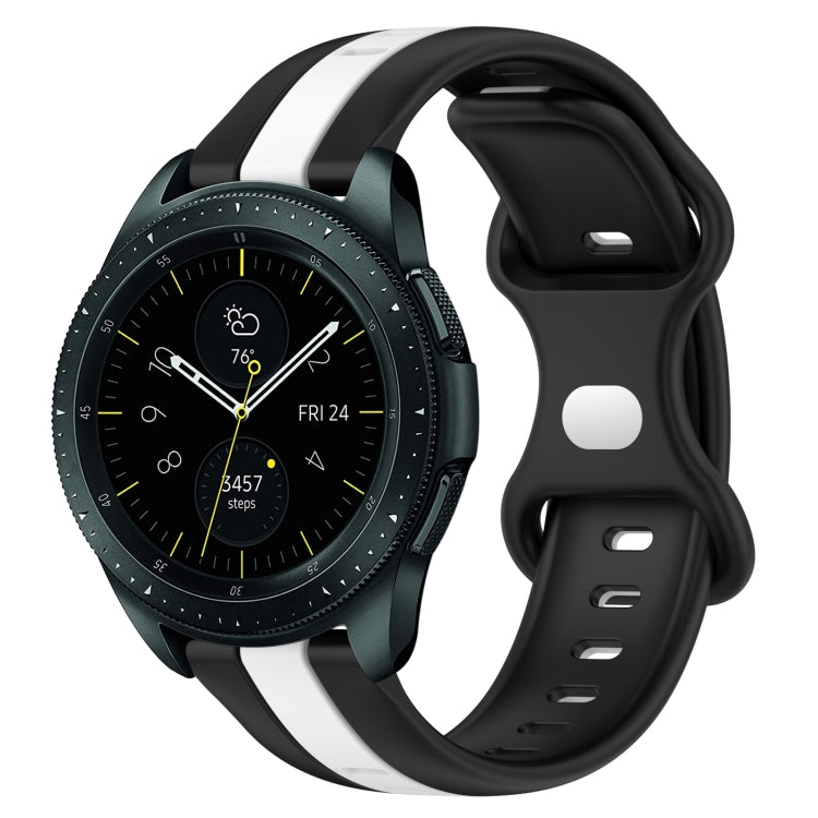 20mm Butterfly Buckle Two-Color Silicone Watch Band, For Samsung Galaxy Watch Active 2 44mm, For Samsung Galaxy Watch 42mm