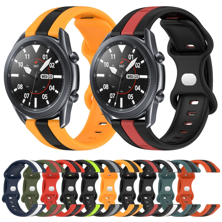 22mm Butterfly Buckle Two-Color Silicone Watch Band, For Samsung Galaxy Watch3 45mm, For Samsung Galaxy Watch 46mm, For Samsung Gear S3 Classic, For Samsung Gear S3 Frontier