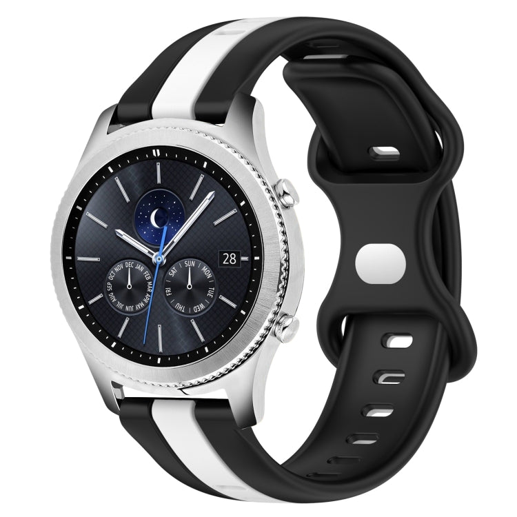 22mm Butterfly Buckle Two-Color Silicone Watch Band, For Samsung Galaxy Watch3 45mm, For Samsung Galaxy Watch 46mm, For Samsung Gear S3 Classic, For Samsung Gear S3 Frontier