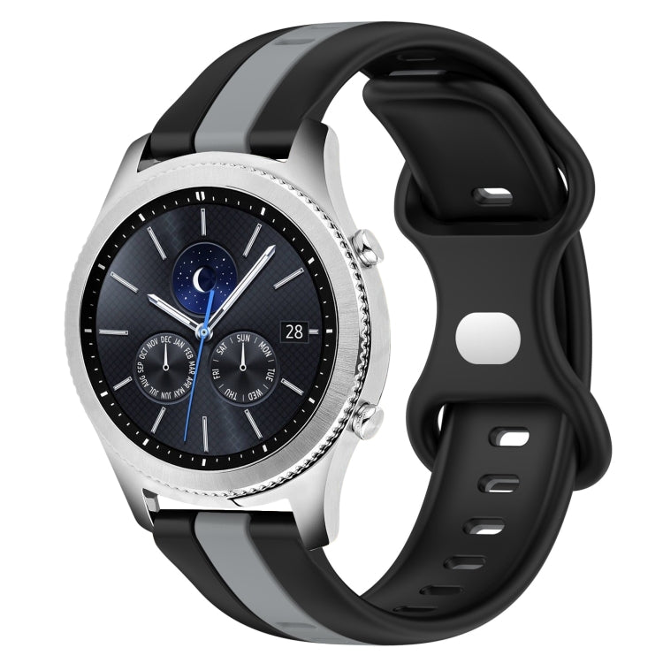 22mm Butterfly Buckle Two-Color Silicone Watch Band, For Samsung Galaxy Watch3 45mm, For Samsung Galaxy Watch 46mm, For Samsung Gear S3 Classic, For Samsung Gear S3 Frontier