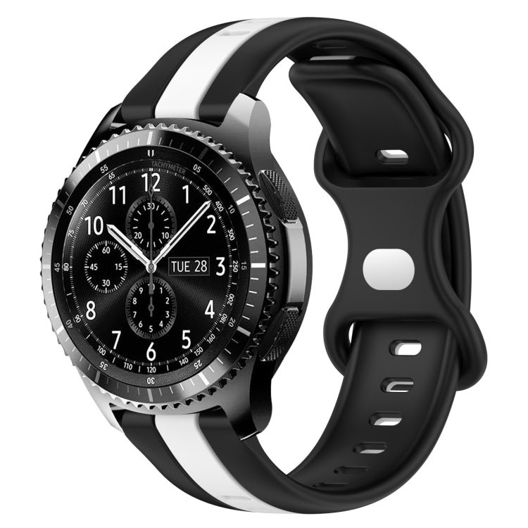 22mm Butterfly Buckle Two-Color Silicone Watch Band, For Samsung Galaxy Watch3 45mm, For Samsung Galaxy Watch 46mm, For Samsung Gear S3 Classic, For Samsung Gear S3 Frontier