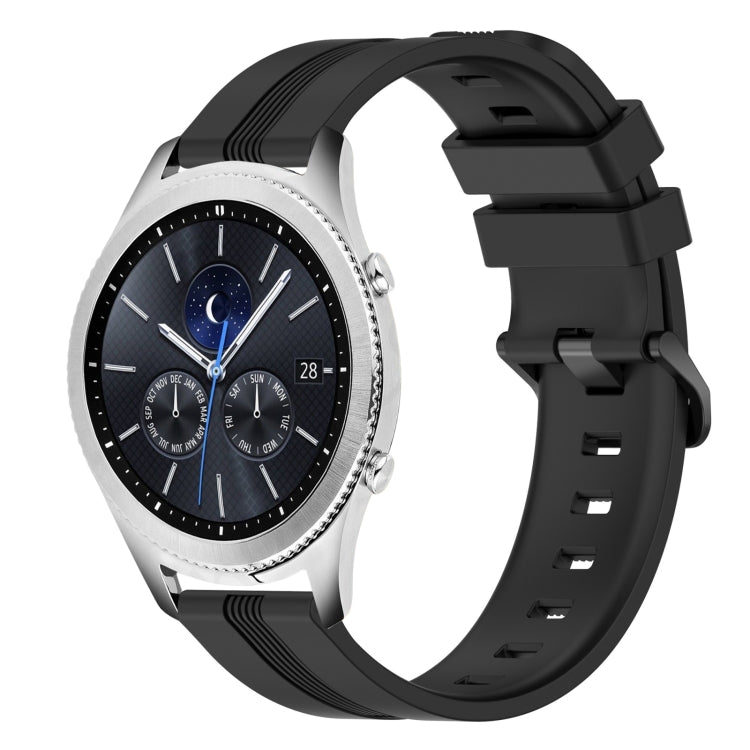 22mm Concave Striped Slicone Watch Band, For Samsung Galaxy Watch3 45mm, For Samsung Galaxy Watch 46mm, For Samsung Gear S3 Classic, For Samsung Gear S3 Frontier
