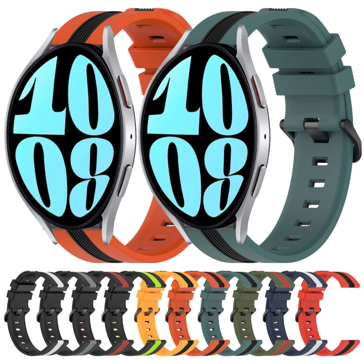 20mm Vertical Two-Color Silicone Watch Band, For Samsung Galaxy Watch 6 40mm, For Samsung Galaxy Watch 6 Classic 43mm