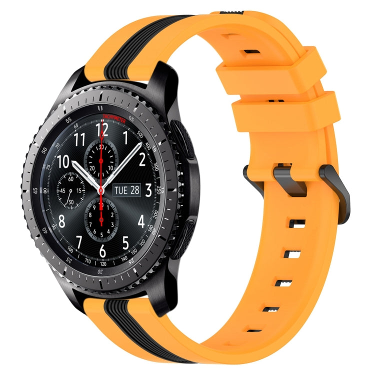 22mm Vertical Two-Color Silicone Watch Band, For Samsung Galaxy Watch3 45mm, For Samsung Galaxy Watch 46mm, For Samsung Gear S3 Classic, For Samsung Gear S3 Frontier