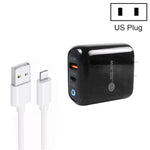 شاحن هاتف محمول PD04 Type-C + USB مع كابل USB إلى 8 سنون، قابس الولايات المتحدة، قابس الولايات المتحدة + كابل USB إلى 8 سنون