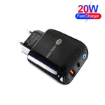 شاحن هاتف محمول Type-C + USB مع كابل Type-C إلى Type-C، قابس أوروبي، قابس أوروبي + كابل Type-C إلى Type-C