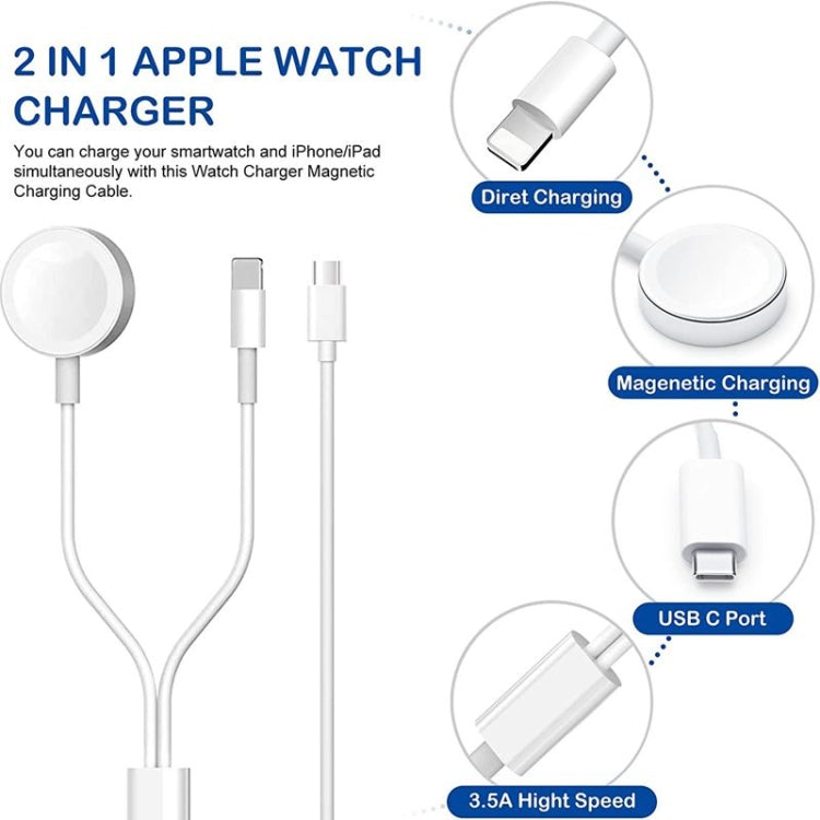 2-in-1-USB-Magnetladekabel für Apple Watch Series & iPhone, 1,2 m, DS-XB015